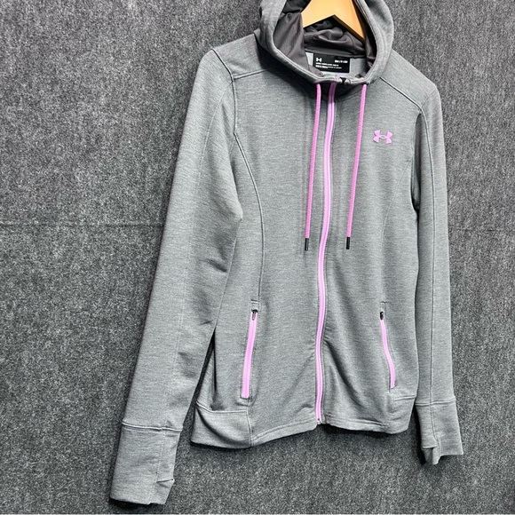 UNDER ARMOUR Women’s Gray Full Zip Hoodie Hooded Sweatshirt Size Small - Picture 2 of 11